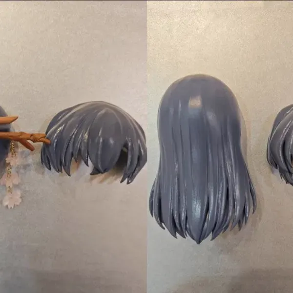 青紫ヘアパーツセット — お団子・ロング・ショートの3種